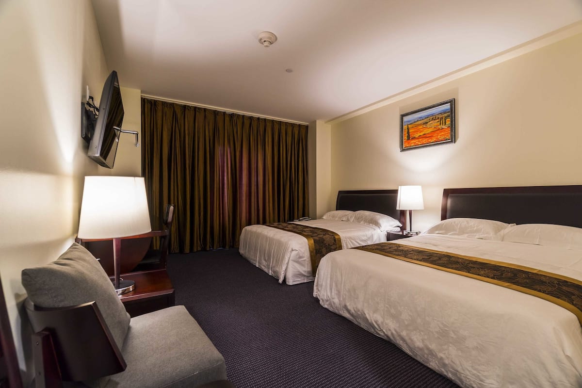 classic double room, 2 queen beds | desk, iron/ironing board, free wifi, bed sheets