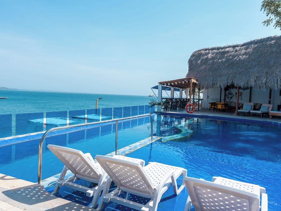 Outdoor pool, sun loungers