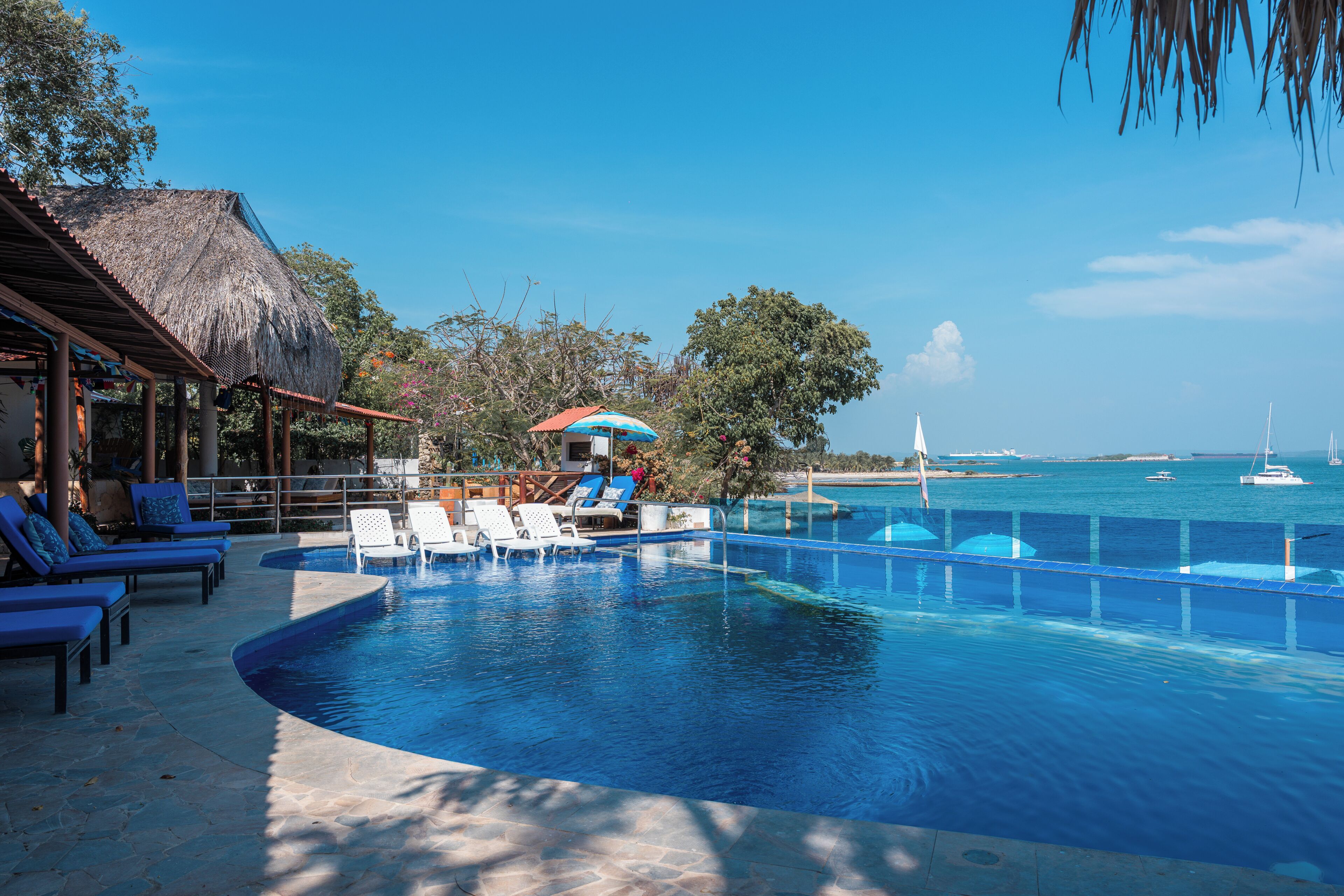 Outdoor pool, pool loungers