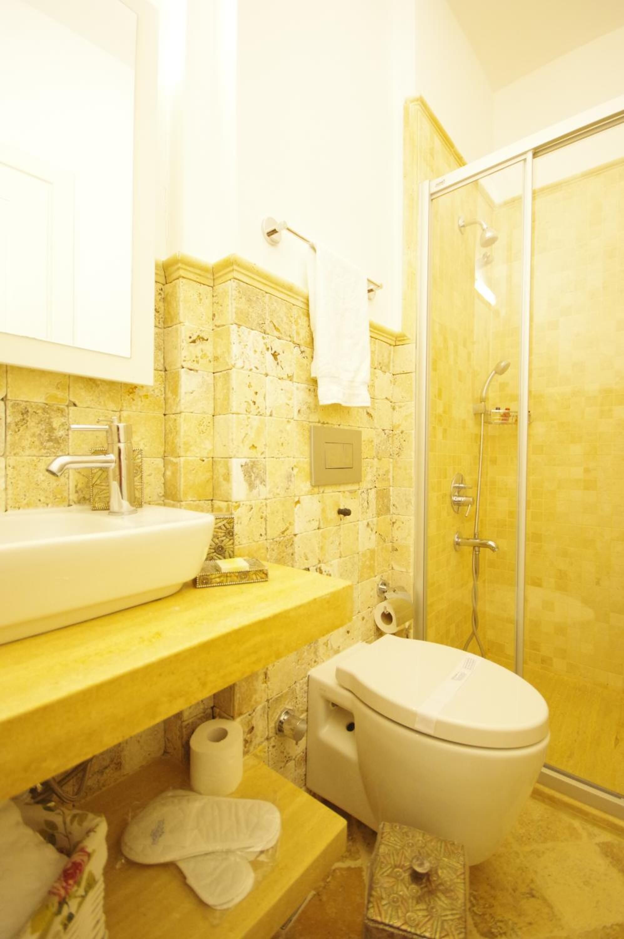 shower, free toiletries, hair dryer, slippers