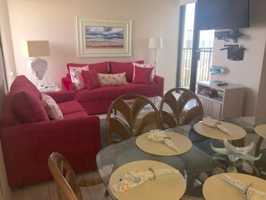 Smart TV, DVD player, books, video library