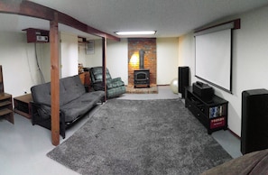 TV, fireplace, video games, DVD player