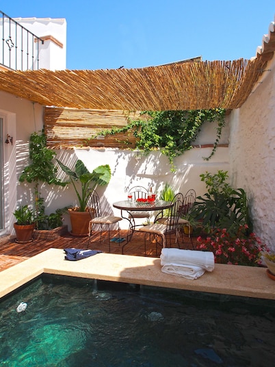 El Patio de Lola, an Andalusian village house with green marble splash pool.