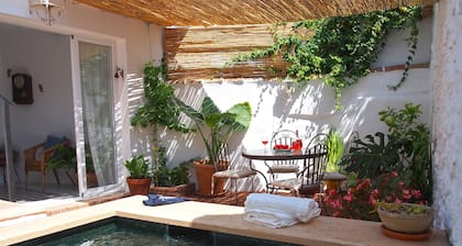 El Patio de Lola, andalusialainen talo, jossa on vihreää marmoria.