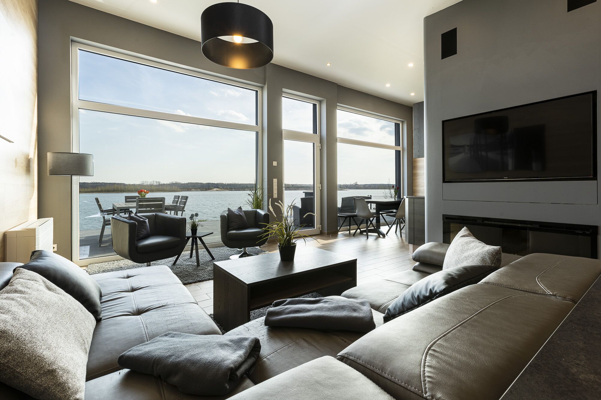 Smart TV, fireplace, DVD player, books