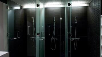 Combined shower/bathtub, free toiletries, hair dryer, slippers