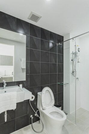 Condo, 1 Bedroom | Bathroom | Shower, free toiletries, hair dryer, towels - Condo in Kata in Ozone - Unit A205 (Karon)