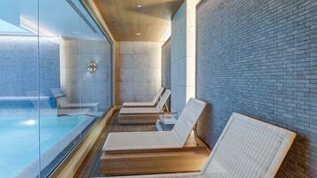 Indoor pool, seasonal outdoor pool, sun loungers