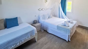 Blackout drapes, iron/ironing board (on request), WiFi (free)