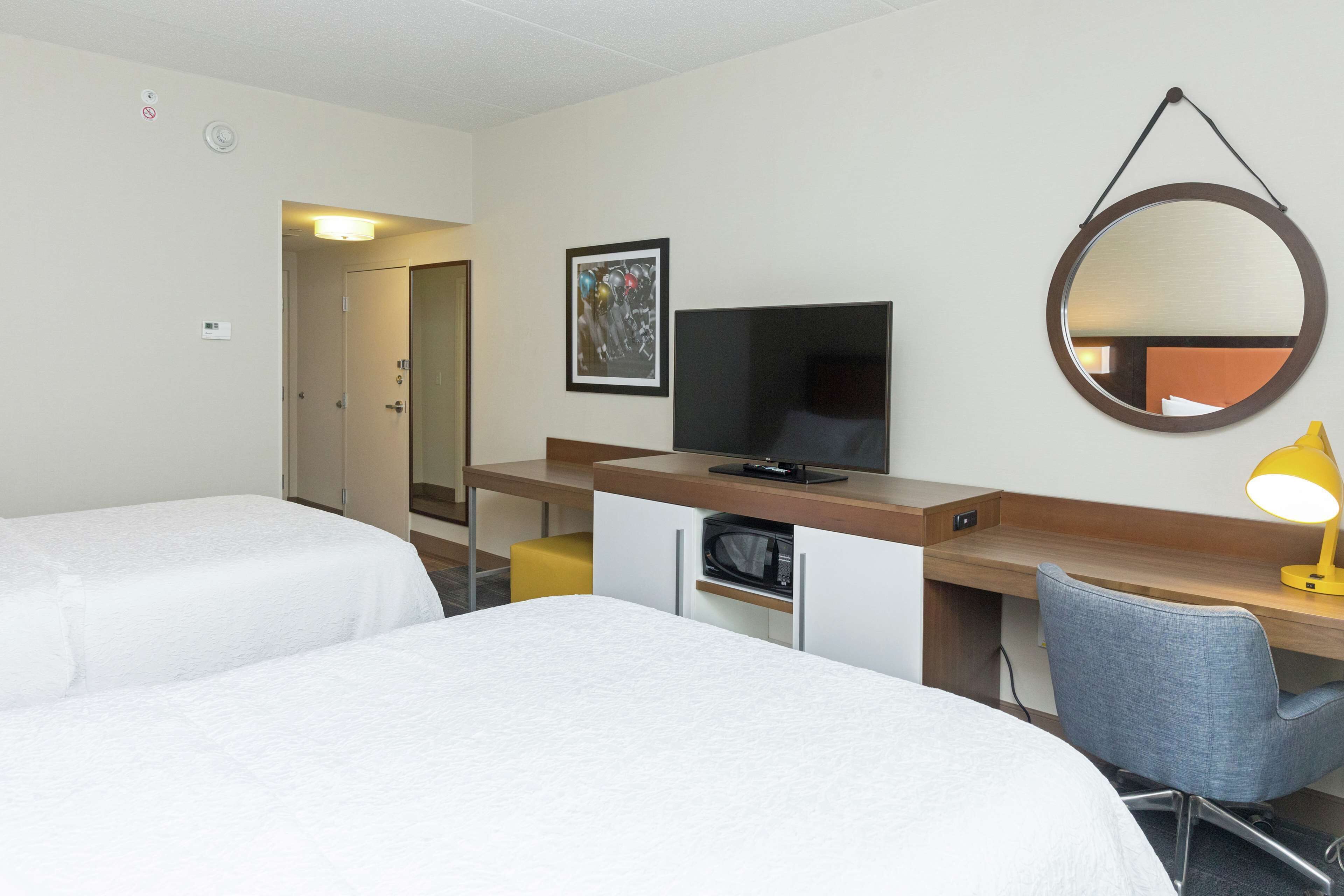 room, 2 queen beds, non smoking, refrigerator & microwave | desk, blackout curtains, soundproofing, iron/ironing board