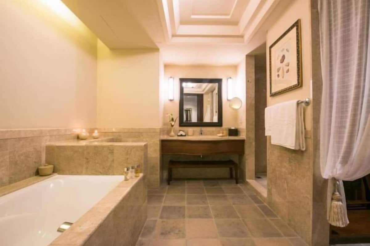 Bathroom | Shower, eco-friendly toiletries, hair dryer, bathrobes