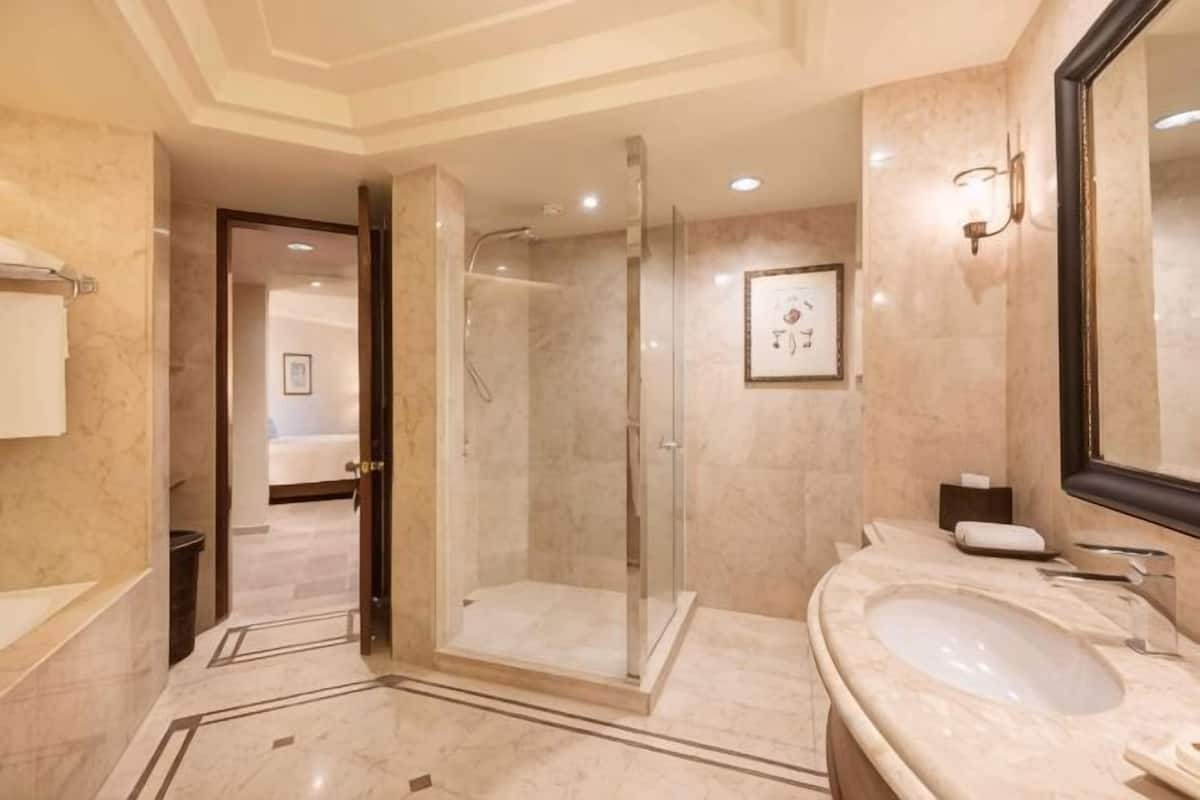 Bathroom | Shower, eco-friendly toiletries, hair dryer, bathrobes