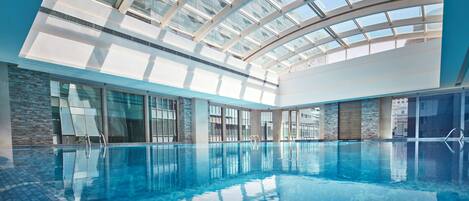 Indoor pool, sun loungers, lifeguards on site
