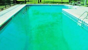 Seasonal outdoor pool, pool umbrellas, sun loungers