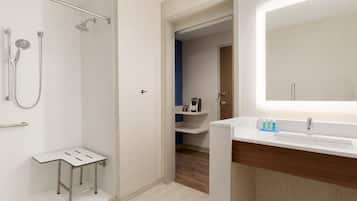 Standard Room, 1 King Bed, Roll-in Shower (Communications, Mobility) | Bathroom shower