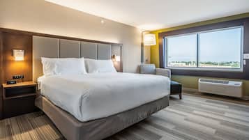 In-room safe, desk, laptop workspace, blackout curtains