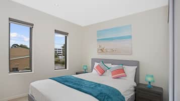 2 bedrooms, premium bedding, soundproofing, iron/ironing board