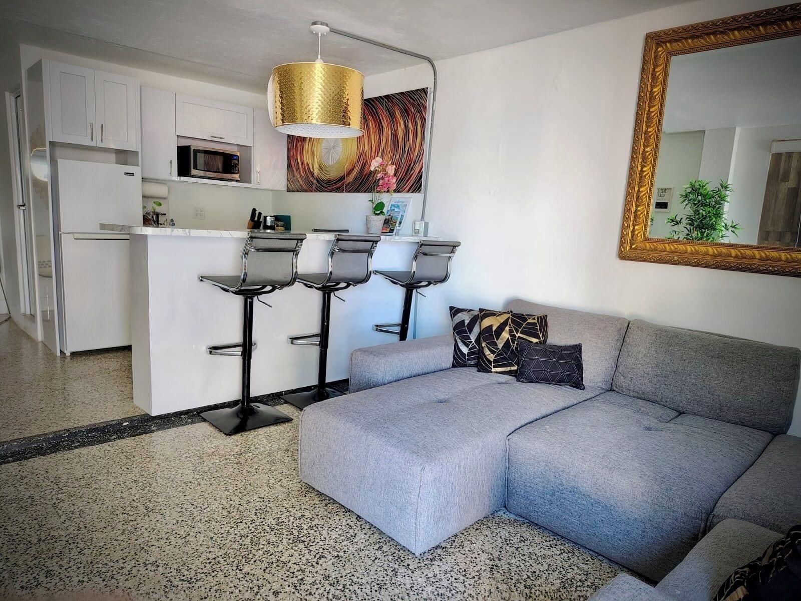 Junior Apartment, 3 Bedrooms (A3) | Living area | 22-inch flat-screen TV with cable channels, TV, pay films