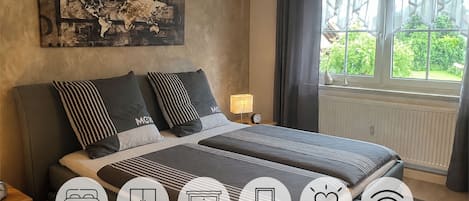 2 bedrooms, iron/ironing board, WiFi (free), bed sheets