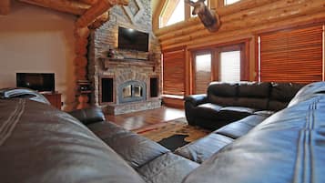 Smart TV, fireplace, video games, DVD player