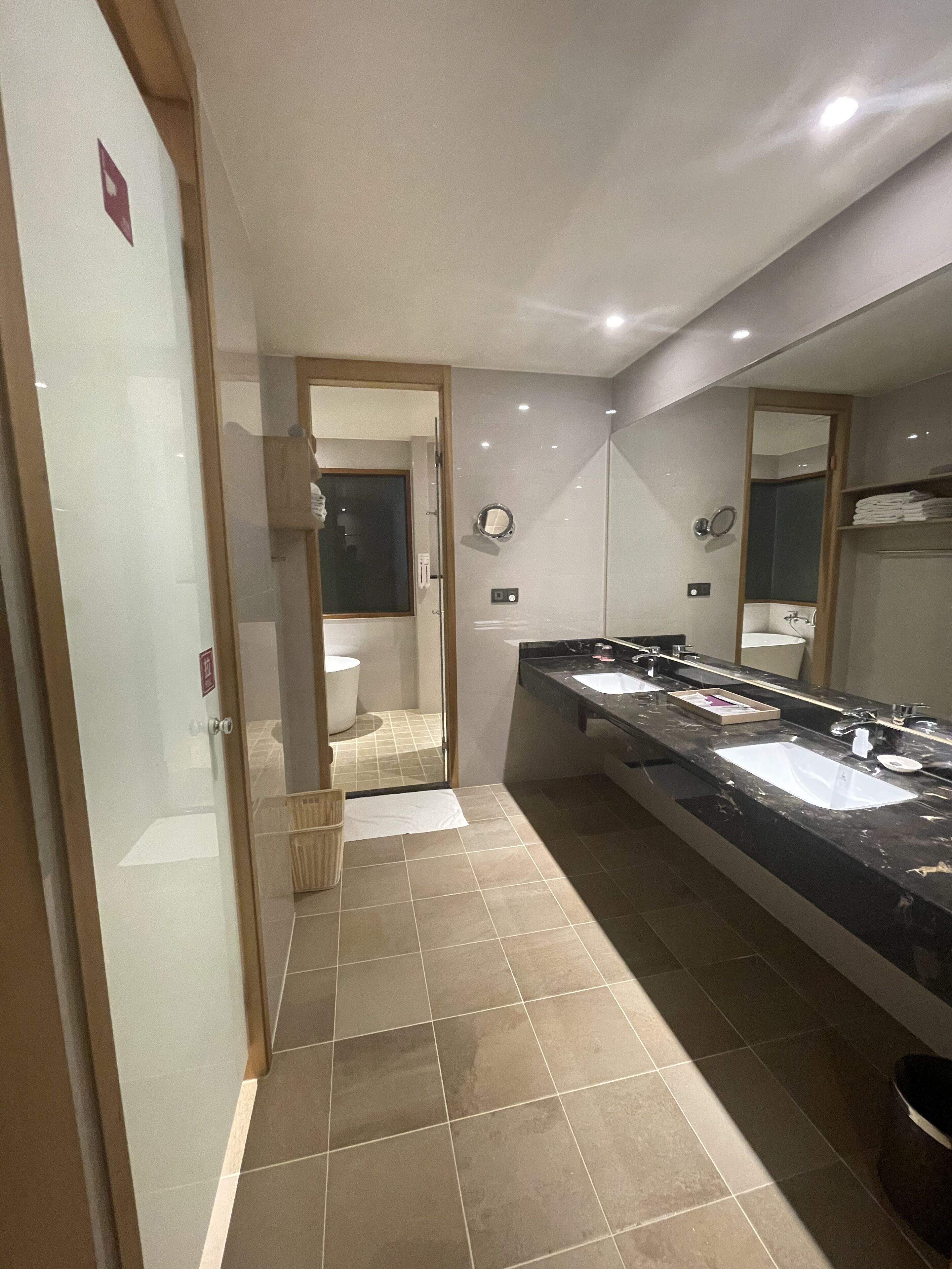 family suite | bathroom | hair dryer, towels, shampoo, toilet paper