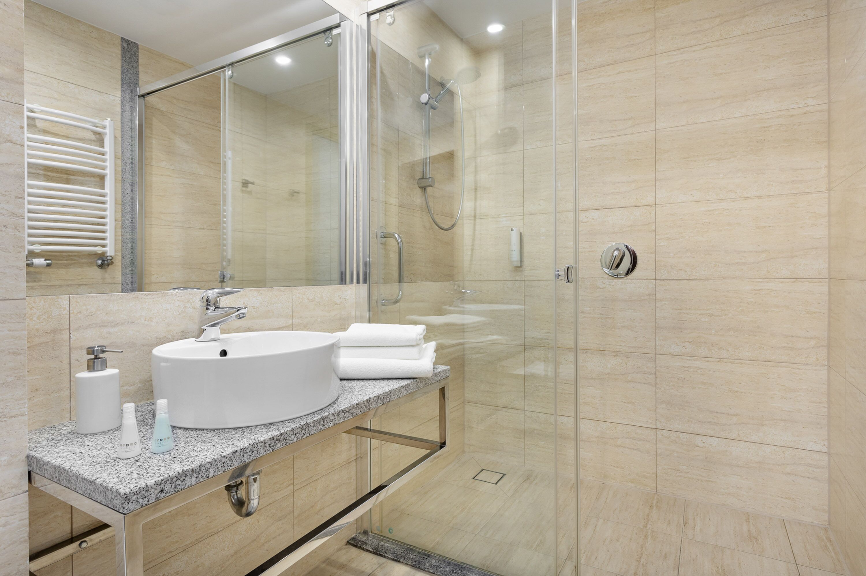 free toiletries, hair dryer, slippers, towels