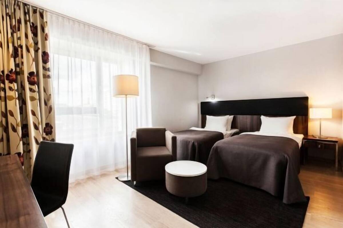 Desk, blackout curtains, iron/ironing board, free WiFi