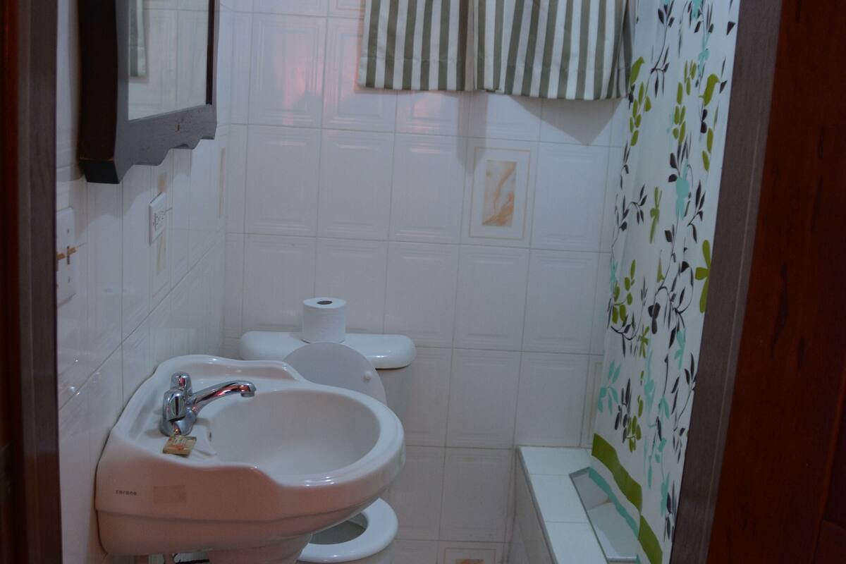 separate bathtub and shower, deep-soaking bathtub, free toiletries