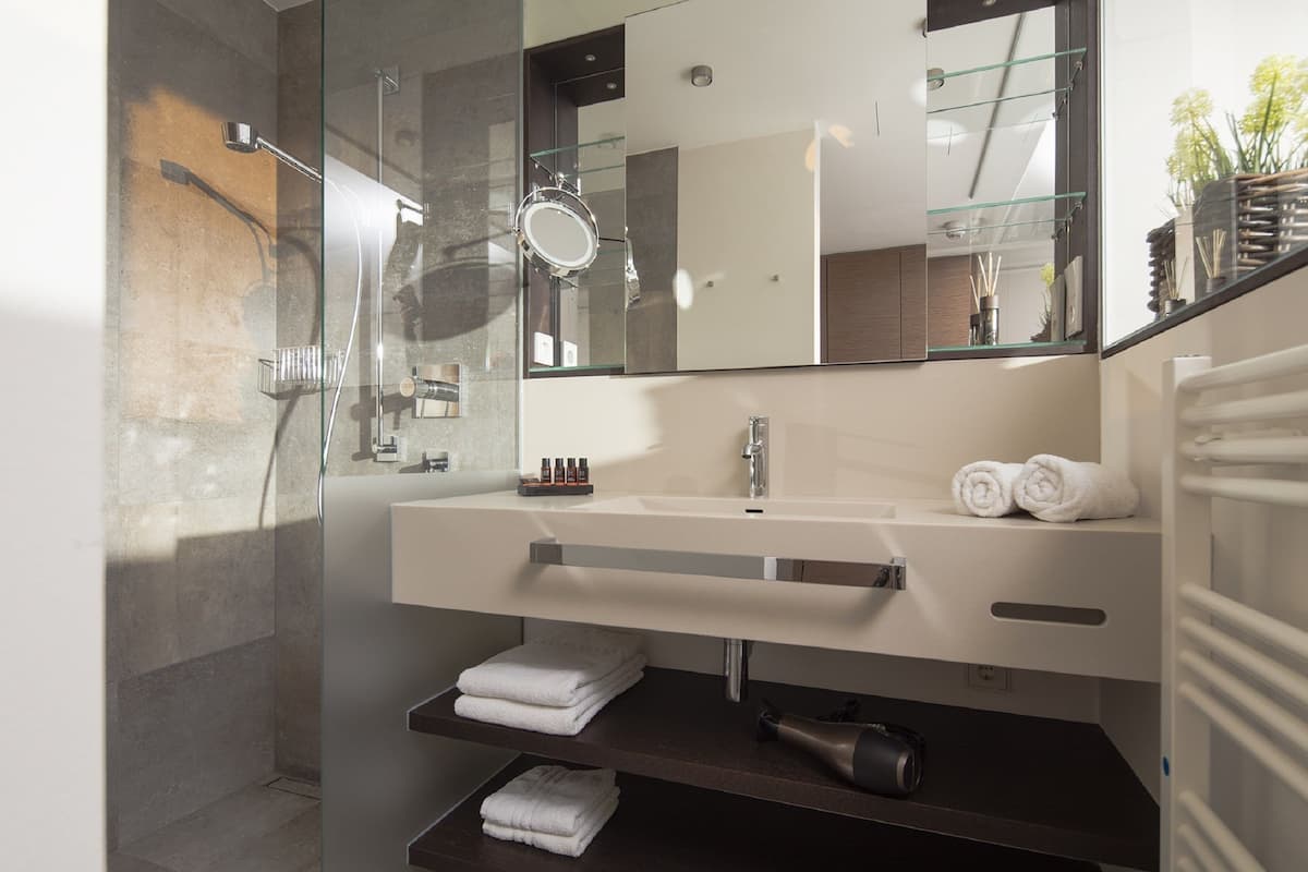 shower, free toiletries, hair dryer, bathrobes