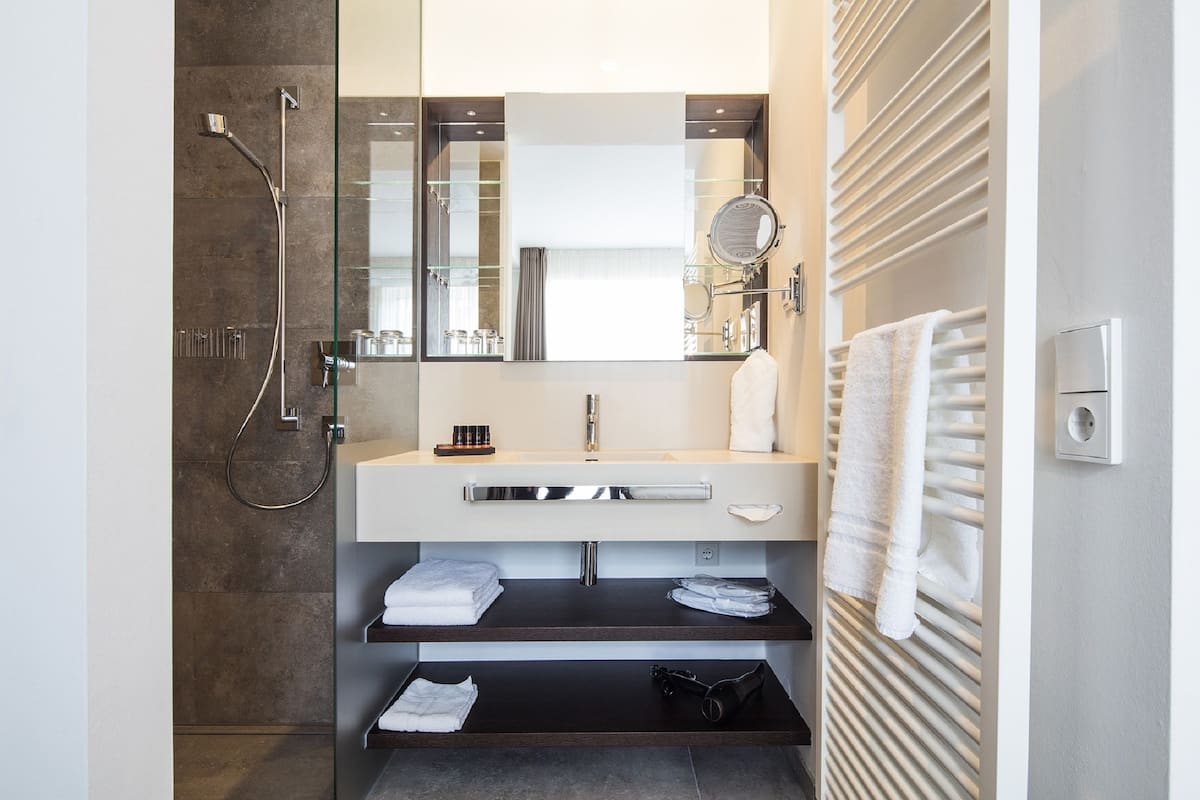 shower, free toiletries, hair dryer, bathrobes