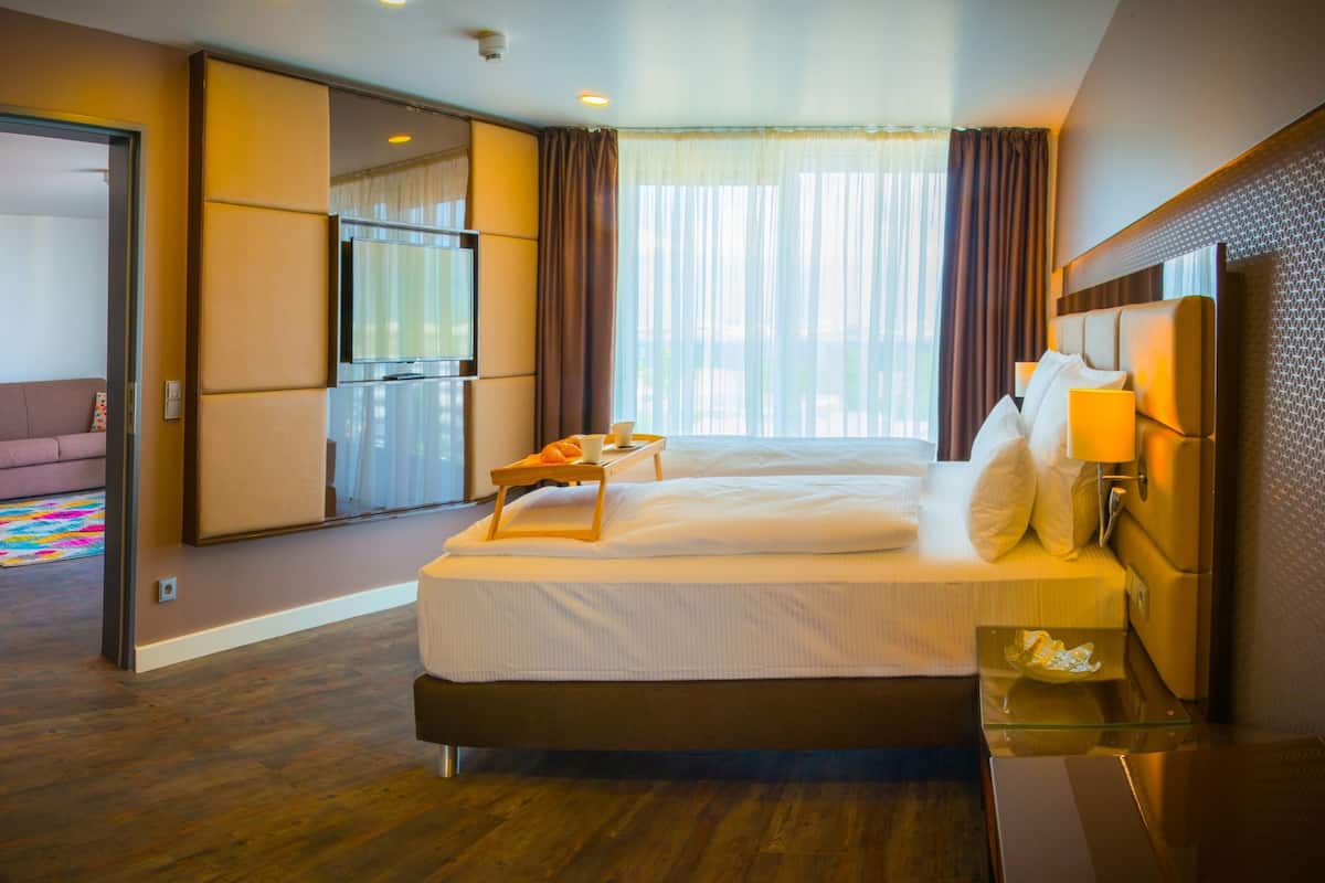 1 slaapkamer, luxe beddengoed, pillowtop-bedden, een kluis op de kamer