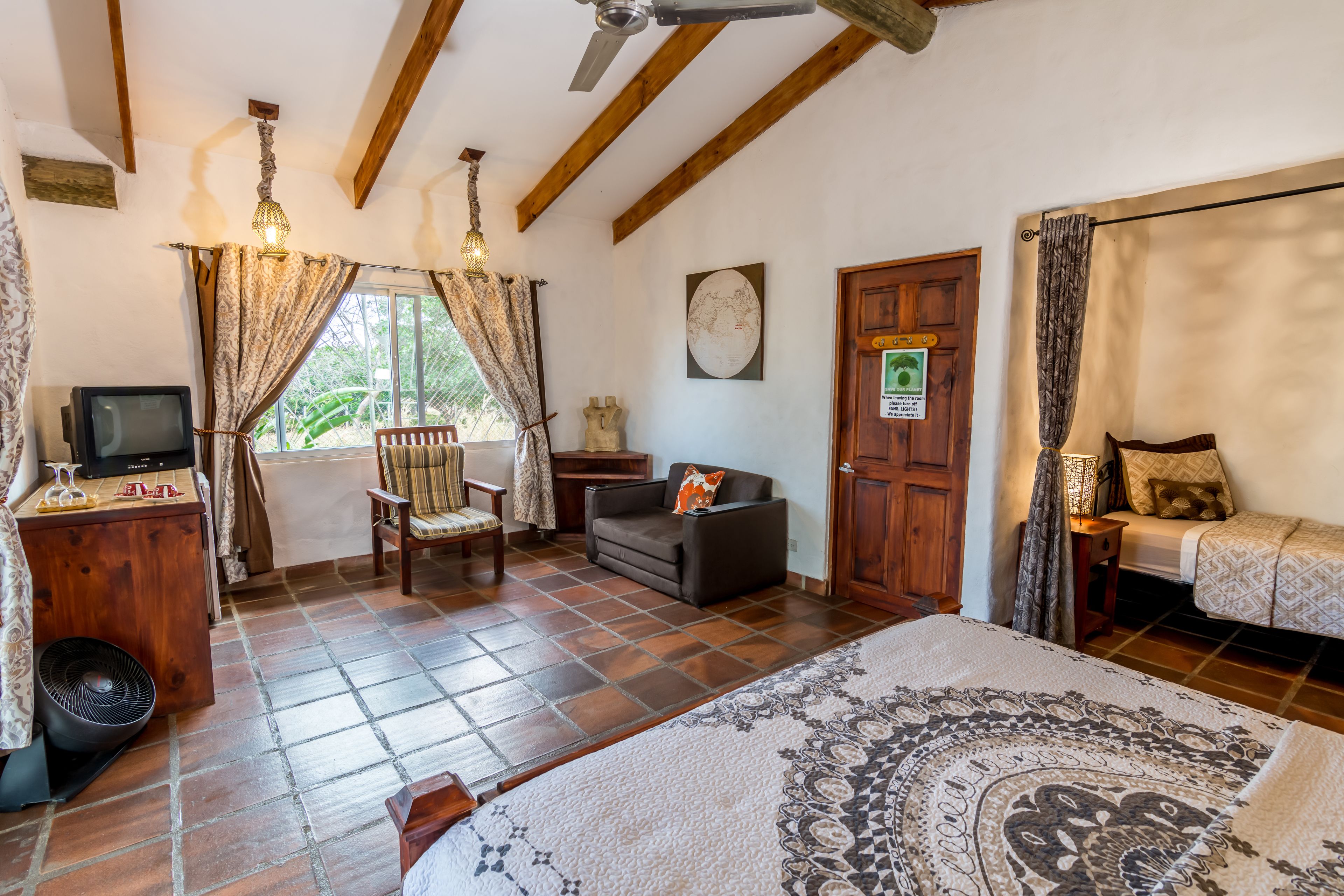 superior quadruple room | 1 bedroom, in-room safe, desk, iron/ironing board