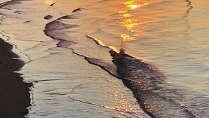 A sunset over a calm body of water with a pier extending into the water. - “TYBEE ISLAND DREAMING”Private Balcony Overlooking the Ocean, Beautiful View.  (Tybee Island)