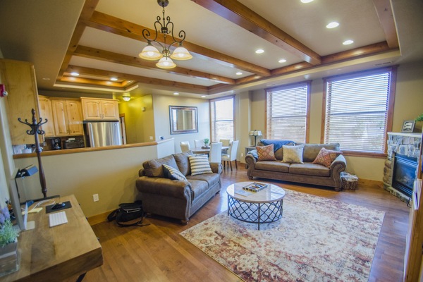 Free Wifi and Cable.  Couch pulls out to a queen size bed.