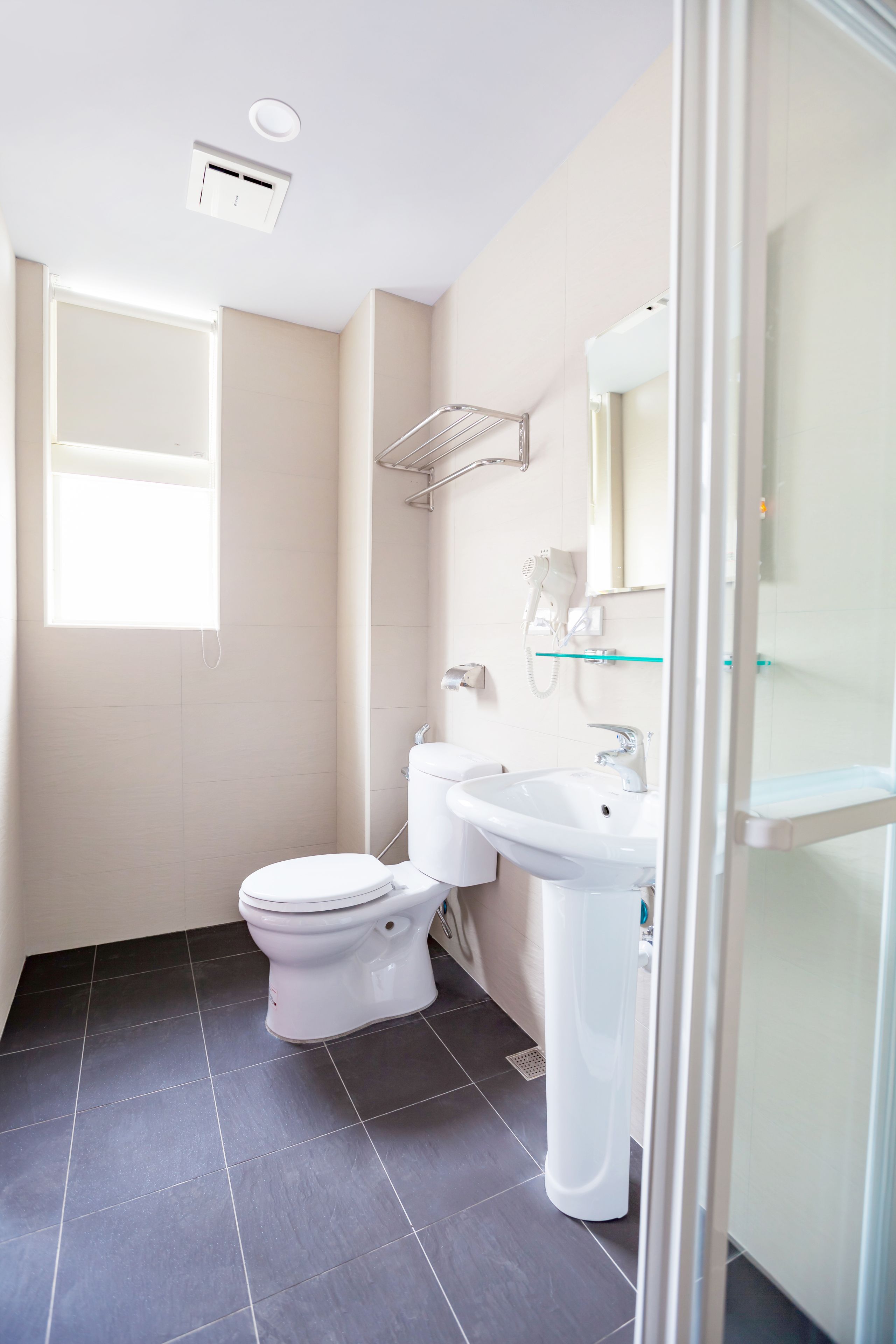 shower, hydromassage showerhead, bathrobes, slippers