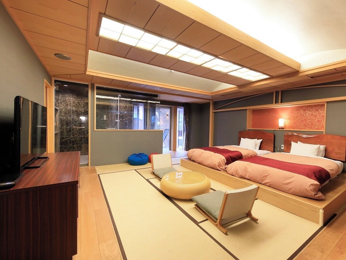 Luxury Quadruple Room, Private Open-Air Bath and Sauna - Non-Smoking (Main Building, Adults Only) | In-room safe, free WiFi, bed sheets