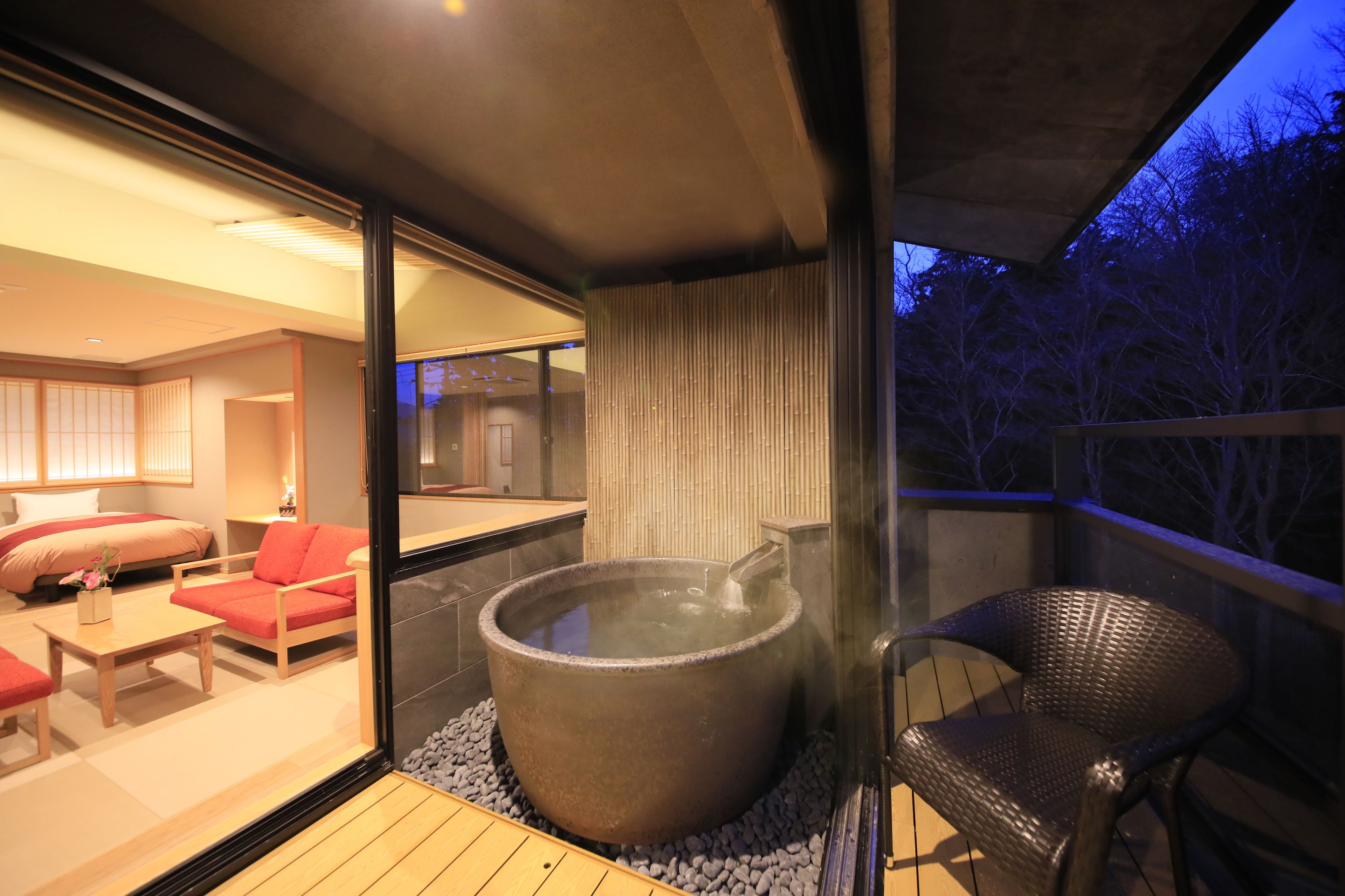 [Annex] Luxe Room w/Semi-Open-Air Bath/Adults Only, Non Smoking | Bathroom amenities | Shower, free toiletries, hair dryer, slippers