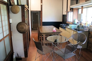 Japanese Style Cottage | Private kitchen | Fridge, microwave