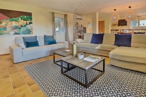 Télévision, cheminée, lecteur de DVD, chaßne hi-fi