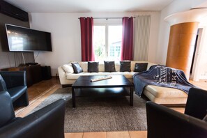 TV, fireplace, DVD player, books