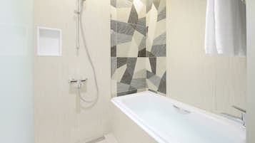 Rainfall showerhead, hair dryer, bidet, towels