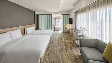 Premier Room, 2 Queen Beds, City View | Minibar, in-room safe, desk, blackout drapes