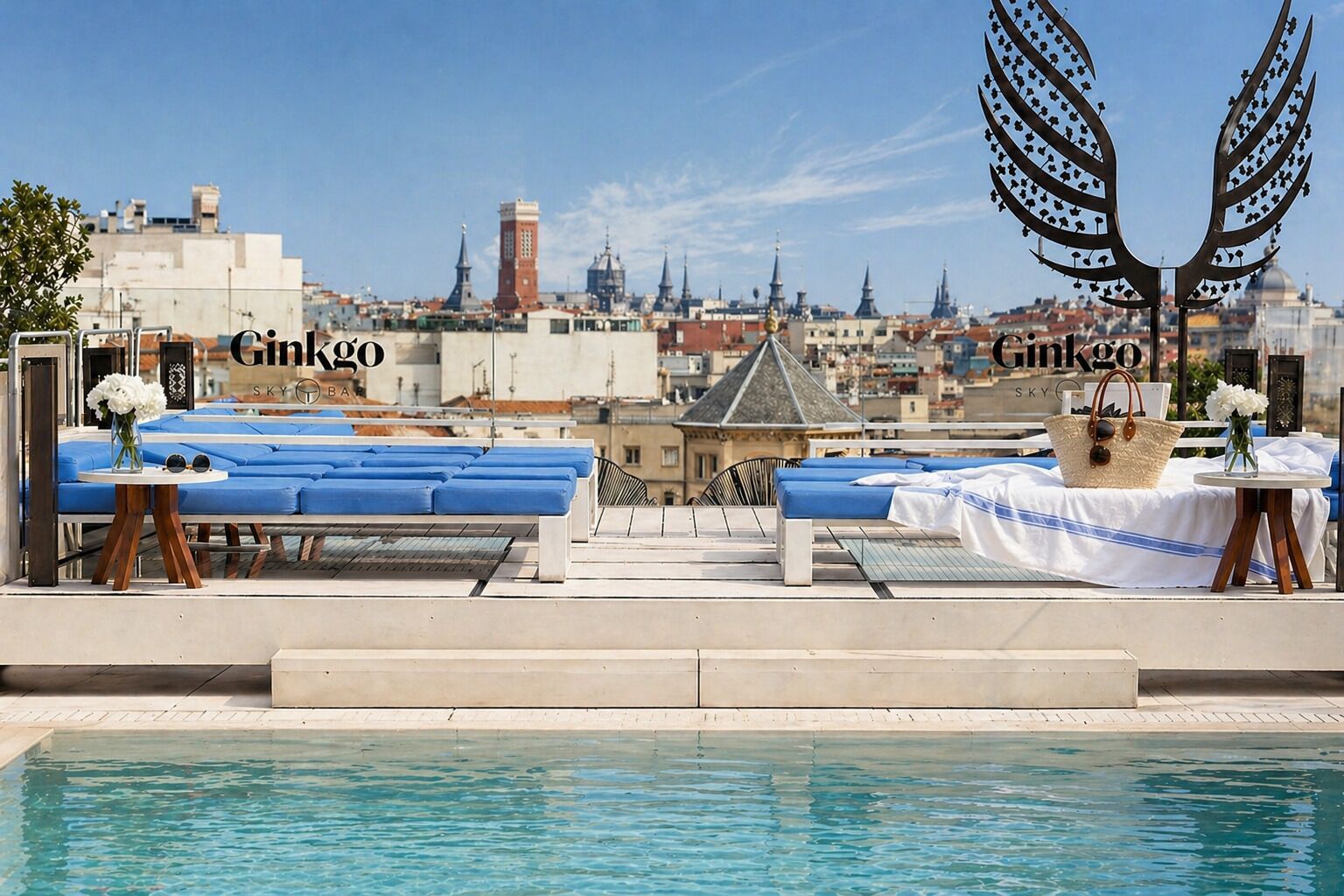 Seasonal outdoor pool, open 11:00 AM to 7:00 PM, pool loungers