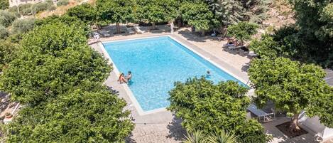 Outdoor pool, pool loungers