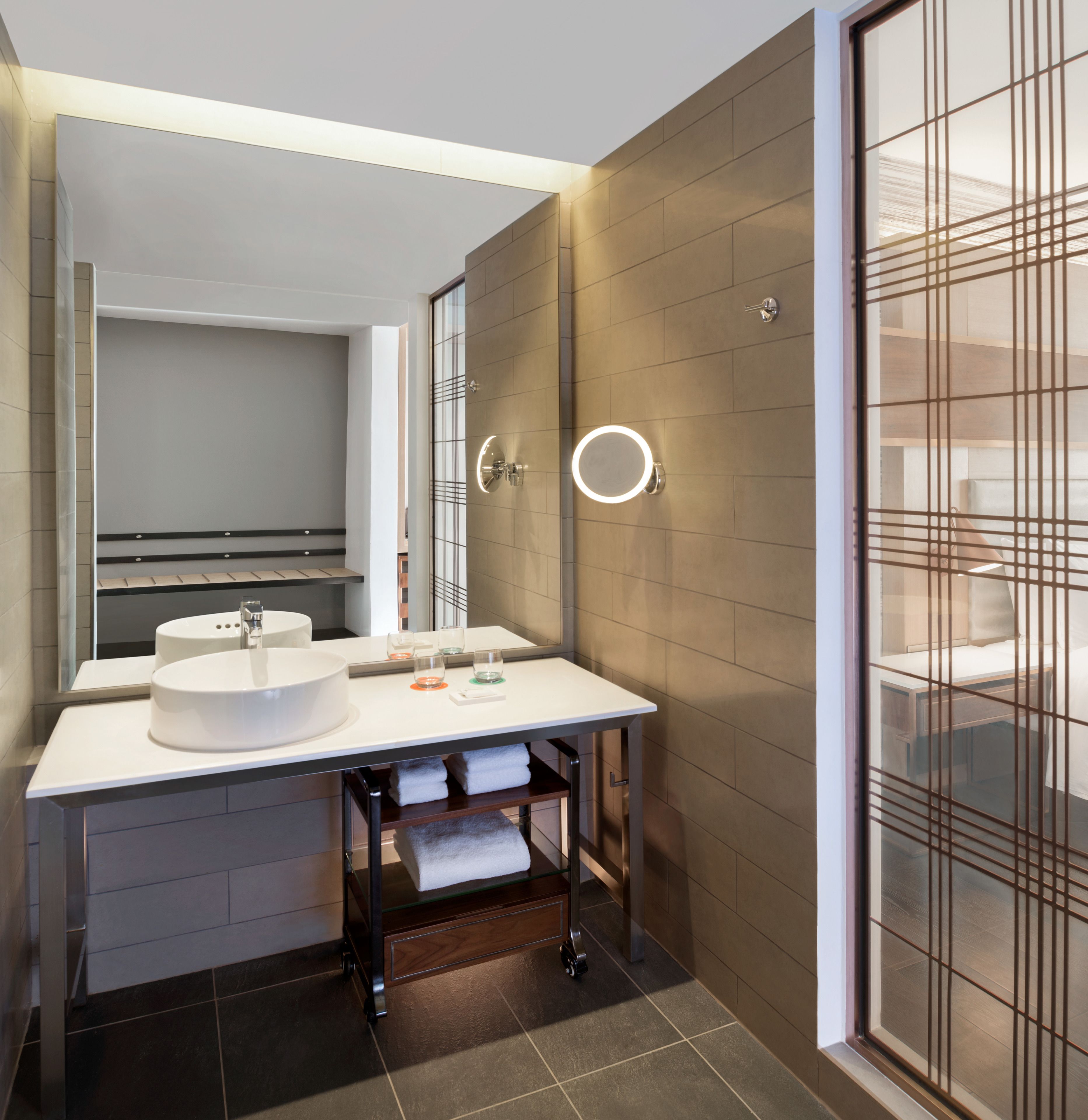 shower, designer toiletries, hair dryer