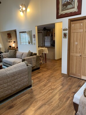 Smart TV, chimenea, reproductor de DVD y videoteca 