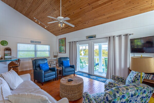 Smart TV, DVD player, books, video library