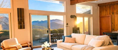 Smart TV, fireplace, video games, DVD player