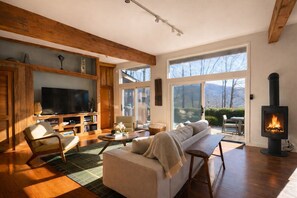 Smart TV, chimenea, videojuegos y reproductor de DVD 