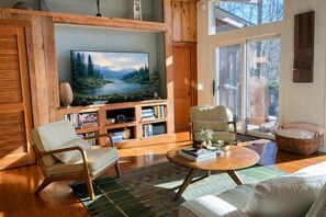 Smart TV, chimenea, videojuegos y reproductor de DVD 